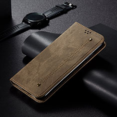 Leather Case Stands Flip Cover L22 Holder for Apple iPhone 14 Khaki