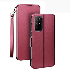 Leather Case Stands Flip Cover L22 Holder for Huawei Honor 30S Red Wine