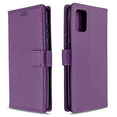 Leather Case Stands Flip Cover L22 Holder for Samsung Galaxy A71 5G Purple