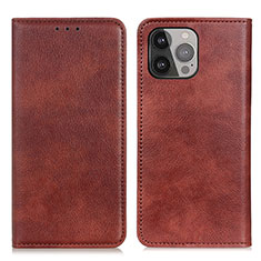 Leather Case Stands Flip Cover L25 Holder for Apple iPhone 13 Pro Brown