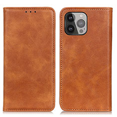 Leather Case Stands Flip Cover L26 Holder for Apple iPhone 14 Pro Max Brown