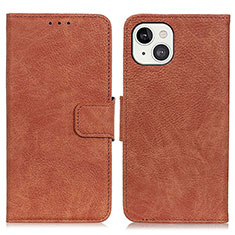 Leather Case Stands Flip Cover L27 Holder for Apple iPhone 13 Mini Brown