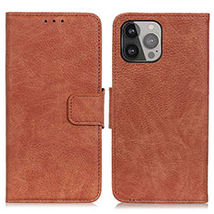 Leather Case Stands Flip Cover L27 Holder for Apple iPhone 13 Pro Brown