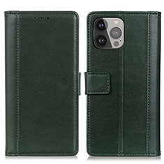 Leather Case Stands Flip Cover L28 Holder for Apple iPhone 13 Pro Max Green