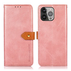 Leather Case Stands Flip Cover L29 Holder for Apple iPhone 13 Pro Rose Gold