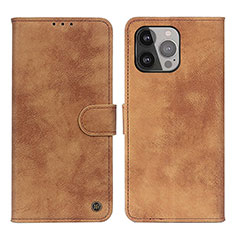 Leather Case Stands Flip Cover L30 Holder for Apple iPhone 14 Pro Max Brown