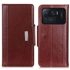 Leather Case Stands Flip Cover M01L Holder for Xiaomi Mi 11 Ultra 5G Brown