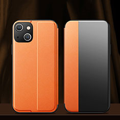 Leather Case Stands Flip Cover M02 Holder for Apple iPhone 13 Orange