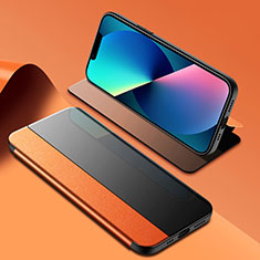 Leather Case Stands Flip Cover M03 Holder for Apple iPhone 13 Orange