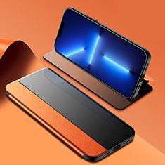 Leather Case Stands Flip Cover M03 Holder for Apple iPhone 13 Pro Orange