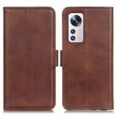 Leather Case Stands Flip Cover M03L Holder for Xiaomi Mi 12 5G Brown