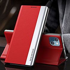 Leather Case Stands Flip Cover M05 Holder for Apple iPhone 13 Mini Red