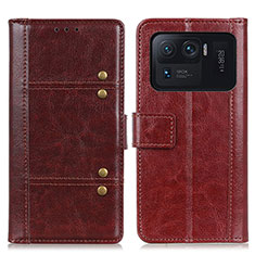 Leather Case Stands Flip Cover M06L Holder for Xiaomi Mi 11 Ultra 5G Brown