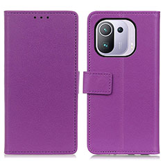 Leather Case Stands Flip Cover M08L Holder for Xiaomi Mi 11 Pro 5G Purple