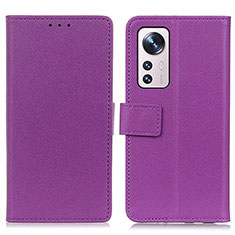 Leather Case Stands Flip Cover M08L Holder for Xiaomi Mi 12 5G Purple