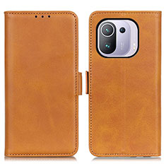 Leather Case Stands Flip Cover M15L Holder for Xiaomi Mi 11 Pro 5G Brown