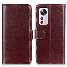 Leather Case Stands Flip Cover M15L Holder for Xiaomi Mi 12S 5G Brown