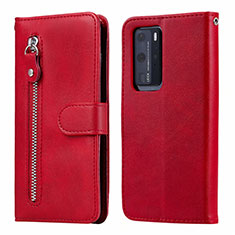Leather Case Stands Flip Cover N01 Holder for Huawei P40 Pro Red