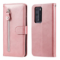 Leather Case Stands Flip Cover N01 Holder for Huawei P40 Pro Rose Gold