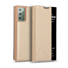 Leather Case Stands Flip Cover N01 Holder for Samsung Galaxy Note 20 5G Gold