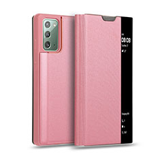 Leather Case Stands Flip Cover N01 Holder for Samsung Galaxy Note 20 5G Rose Gold
