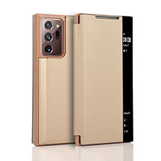 Leather Case Stands Flip Cover N01 Holder for Samsung Galaxy Note 20 Ultra 5G Gold