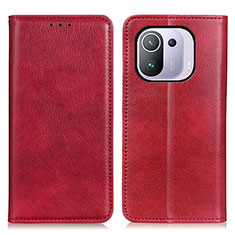 Leather Case Stands Flip Cover N01P Holder for Xiaomi Mi 11 Pro 5G Red