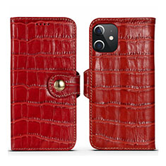 Leather Case Stands Flip Cover N02 Holder for Apple iPhone 12 Mini Red