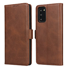 Leather Case Stands Flip Cover N02 Holder for Samsung Galaxy Note 20 5G Brown