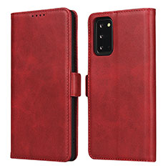 Leather Case Stands Flip Cover N02 Holder for Samsung Galaxy Note 20 5G Red