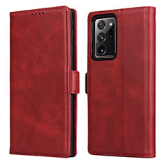 Leather Case Stands Flip Cover N02 Holder for Samsung Galaxy Note 20 Ultra 5G Red