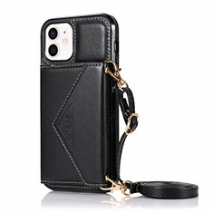 Leather Case Stands Flip Cover N03 Holder for Apple iPhone 12 Mini Black