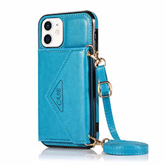 Leather Case Stands Flip Cover N03 Holder for Apple iPhone 12 Mini Sky Blue