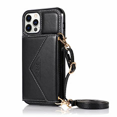 Leather Case Stands Flip Cover N03 Holder for Apple iPhone 12 Pro Max Black