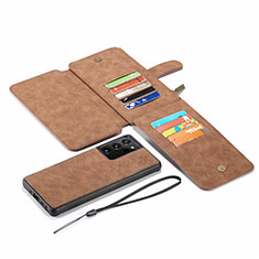 Leather Case Stands Flip Cover N03 Holder for Samsung Galaxy Note 20 Ultra 5G Brown