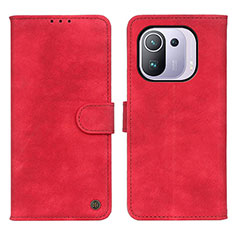 Leather Case Stands Flip Cover N03P Holder for Xiaomi Mi 11 Pro 5G Red