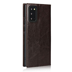 Leather Case Stands Flip Cover N04 Holder for Samsung Galaxy Note 20 5G Brown