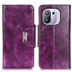 Leather Case Stands Flip Cover N04P Holder for Xiaomi Mi 11 Pro 5G Purple