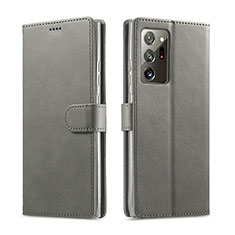 Leather Case Stands Flip Cover N08 Holder for Samsung Galaxy Note 20 Ultra 5G Gray