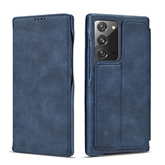 Leather Case Stands Flip Cover N09 Holder for Samsung Galaxy Note 20 5G Blue