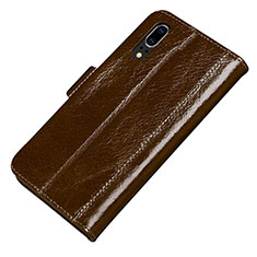 Leather Case Stands Flip Cover P01 Holder for Huawei P20 Brown