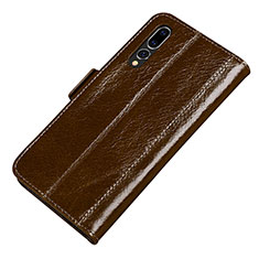 Leather Case Stands Flip Cover P01 Holder for Huawei P20 Pro Brown