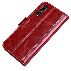 Leather Case Stands Flip Cover P01 Holder for Huawei P20 Pro Red