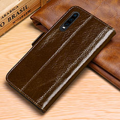 Leather Case Stands Flip Cover P01 Holder for Huawei P30 Brown