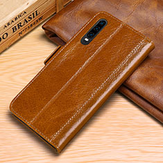 Leather Case Stands Flip Cover P01 Holder for Huawei P30 Orange