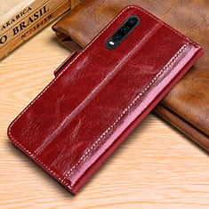 Leather Case Stands Flip Cover P01 Holder for Huawei P30 Red