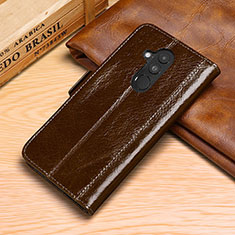 Leather Case Stands Flip Cover P02 Holder for Huawei Mate 20 Lite Brown