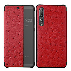 Leather Case Stands Flip Cover P02 Holder for Huawei P20 Pro Red
