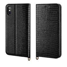 Leather Case Stands Flip Cover P03 Holder for Apple iPhone X Black