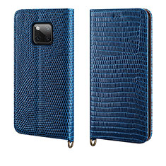 Leather Case Stands Flip Cover P04 Holder for Huawei Mate 20 Pro Blue